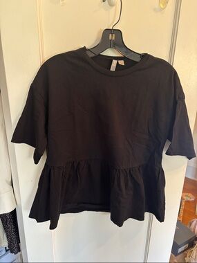 ASOS Black Short Sleeve Peplum Tee